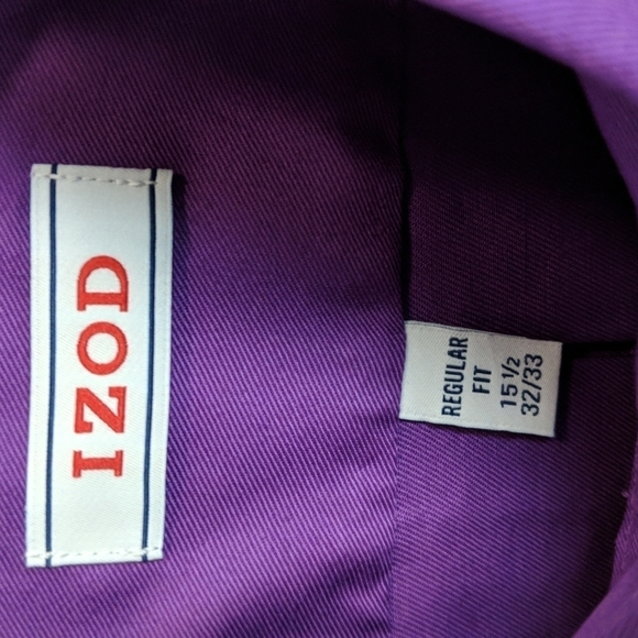 Izod Men's Reg Fit Wrinkle Free Long Sleeve Button Down Shirt Size 15.5 - Picture 4 of 6